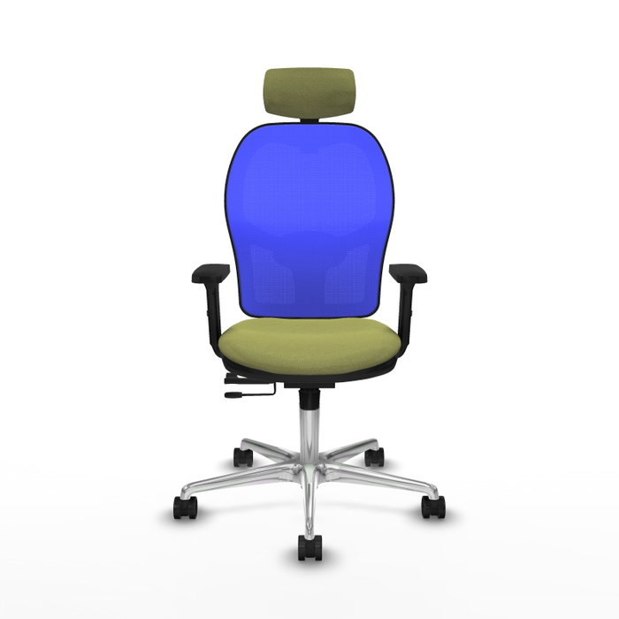 PIQUERAS Y CRESPO Silla de oficina Jorquera con mecanismo Sincro/Traslack, Verde oliva y Azul