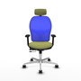 PIQUERAS Y CRESPO Silla de oficina Jorquera con mecanismo Sincro/Traslack, Verde oliva y Azul