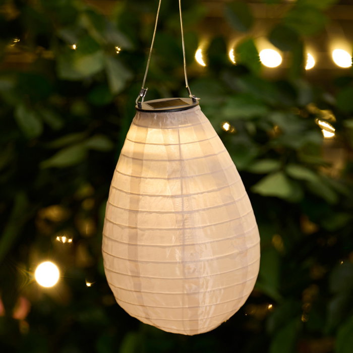 Outfit Farolillo Solar Nylon y PP con Luz LED, Protección IP44, Altura Ajustable 29-60 cm, Panel Solar y Batería Recargable