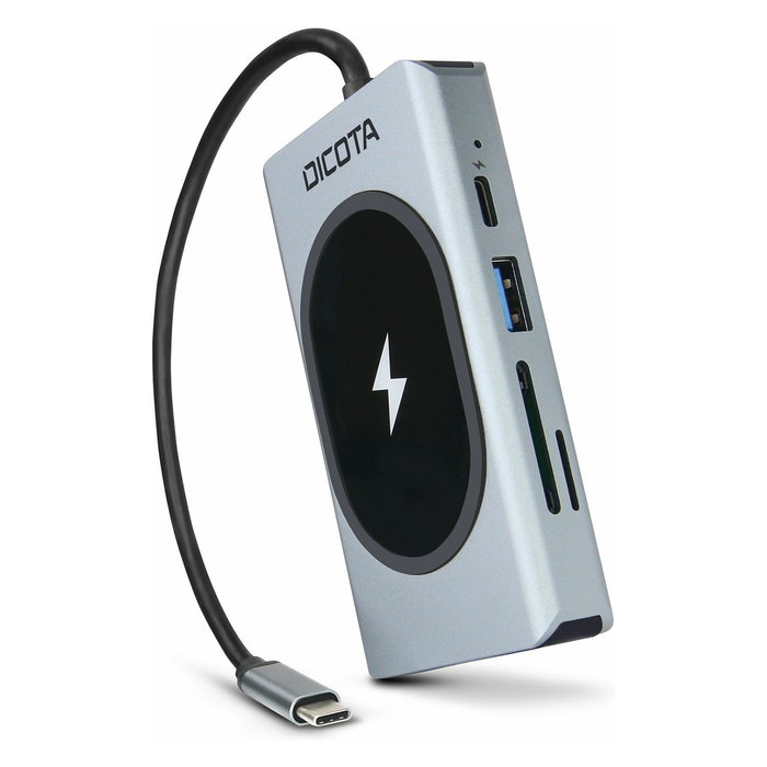 DICOTA D32059 Hub USB-C 10-en-1 con Carga 4K PD 100W Plata Aluminio