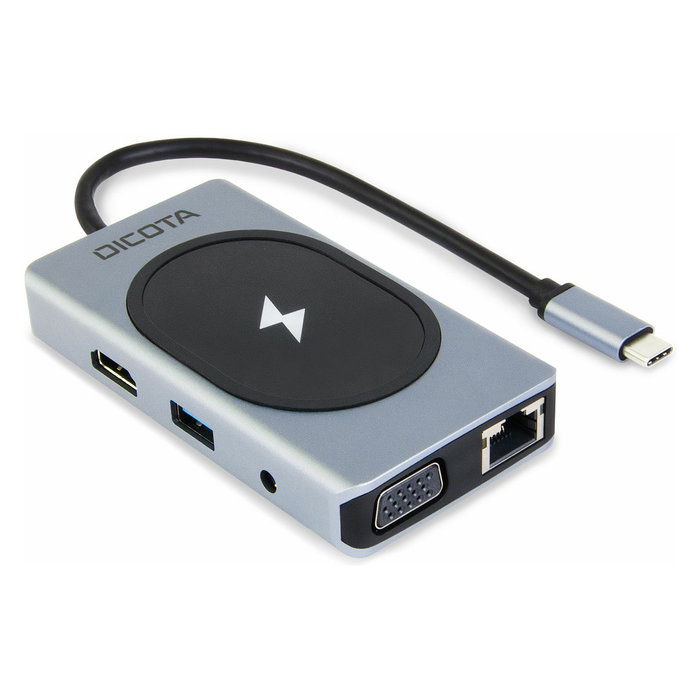 DICOTA D32059 Hub USB-C 10-en-1 con Carga 4K PD 100W Plata Aluminio