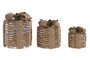 DKD Home Decor Regalo Navidad Set de 3 Piezas Ratan Led Natural Multicolor 25 x 30 x 25 cm