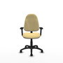 Silla de oficina Algarra con mecanismo Contacto permanente básico tapizada con Similpiel color Crema. Equipada con Base poliamida negra, Brazos 2D y Ruedas de nailon 50 mm