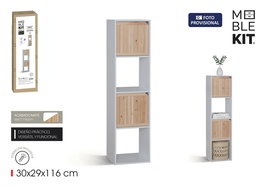 Inde Estantería Cubo 4 Compartimentos con 2 Puertas Moblekit - Mueble de Almacenaje