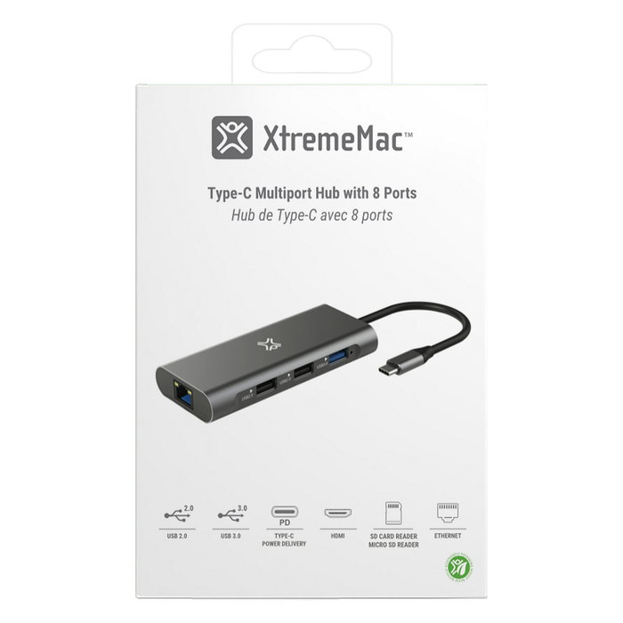 XTREMEMAC XWH-HUB8-13 Hub USB-C de 8 puertos