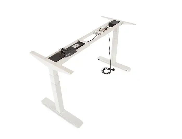 Rocada Mesa regulable en altura eléctricamente hasta 129 cm, estructura de acero, 180 cm, blanco