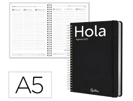 Liderpapel Agenda de oficina 2027 espiral classic semana vista A5 bilingüe negro