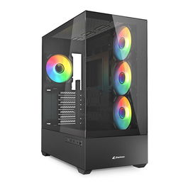 Sharkoon AK6 RGB ATX Caja de PC con Panel Lateral de Vidrio Templado y 3 Ventiladores RGB Incluidos, Negra