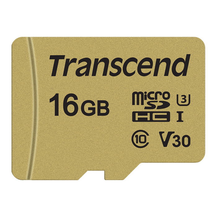 Transcend USD500S Tarjeta microSDHC de 16GB Clase 10 U3 V30 con Adaptador, hasta 95MB/s Lectura, 50MB/s Escritura