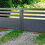 Juego de manillas con placa y bocallaves acero negro para puerta exterior 3PB72