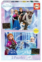 EDUCA BORRAS Puzzle 2x100 Piezas Frozen Neon FSC