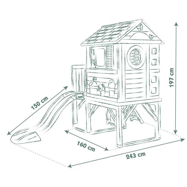 Smoby Casa de la Playa para Niños, 243x197 cm, Juguete Exterior, Sin Montaje, Edad 3+