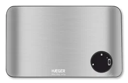 Haeger KS-DIG.012A Báscula Electrónica de Cocina Acero Inoxidable, 15 kg 1 g, Forma Rectángulo para Encimera