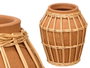 Giftdecor Jarrón Indalo Barro y Mimbre, 21x24 cm, Color Marrón Natural (Set de 4)