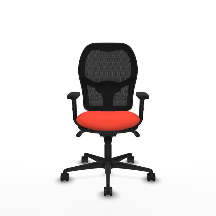 PIQUERAS Y CRESPO Silla de oficina Jorquera con mecanismo Sincro, Tela Naranja oscuro y Malla Negro