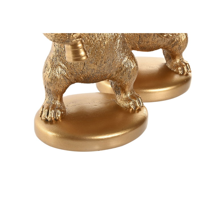 DKD Home Decor Figura de Resina Bulldog Dorado Set de 2