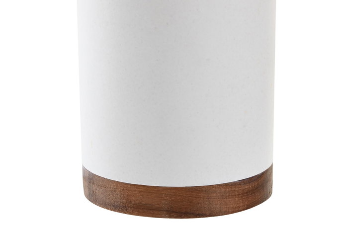 DKD Home Decor Vaso de Resina y Acacia Blanco 7x7x10,6 cm