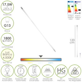 MAURER Tubo LED T8 120 cm 17,5 W Luz Neutra 4000K