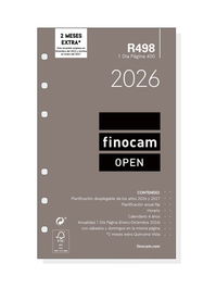 Finocam Recambio Anual Agenda Anillas Open R498 2026 1 Día Página 91x152 mm