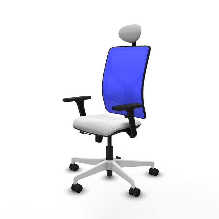 PIQUERAS Y CRESPO Silla de oficina Motilla con mecanismo Sincro/Traslack, Blanco y Azul