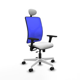 PIQUERAS Y CRESPO Silla de oficina Motilla con mecanismo Sincro/Traslack, Blanco y Azul