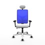 PIQUERAS Y CRESPO Silla de oficina Motilla con mecanismo Sincro/Traslack, Blanco y Azul