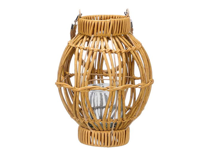 Ibergarden Farol Esfera Mediano Marron, Plastico y Cristal, Dimensiones 20x25x20 cm (Ancho x Alto x Largo) (Set de 12)