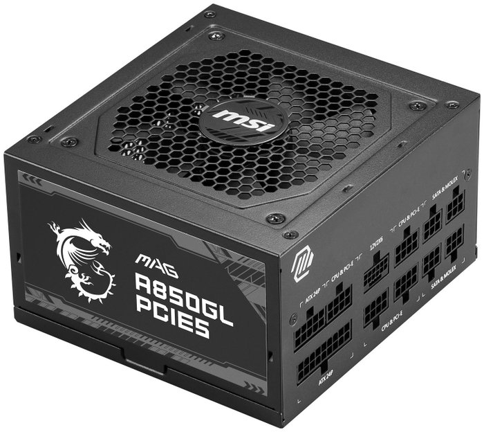 MSI MAG A850GL PCIE5 850W 80 PLUS Gold Totalmente Modular Negro MSI MAG A850GL PCIE5 850W 80 PLUS Gold Totalmente Modular Negro