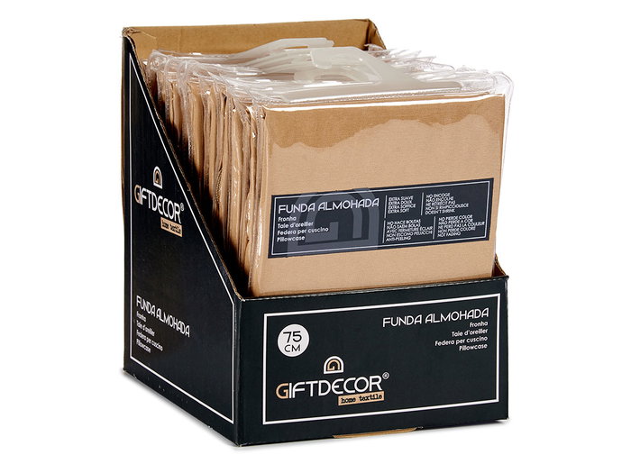 Giftdecor Funda Almohada 70x75cm Beige Poliester Extra Suave No Encoge No Pierde Color (Set de 24)