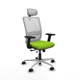 PIQUERAS Y CRESPO Silla de oficina Haches con mecanismo Sincro/Traslack, Pistacho y Blanco