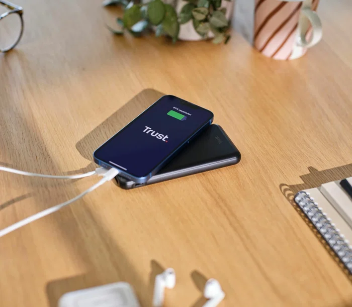 Trust Redoh 24879 Power Bank 10000 mAh Bateria Externa Carga Rapida 18W PD 3.0 con 2 Puertos USB-C y 1 USB-A, Color Negro