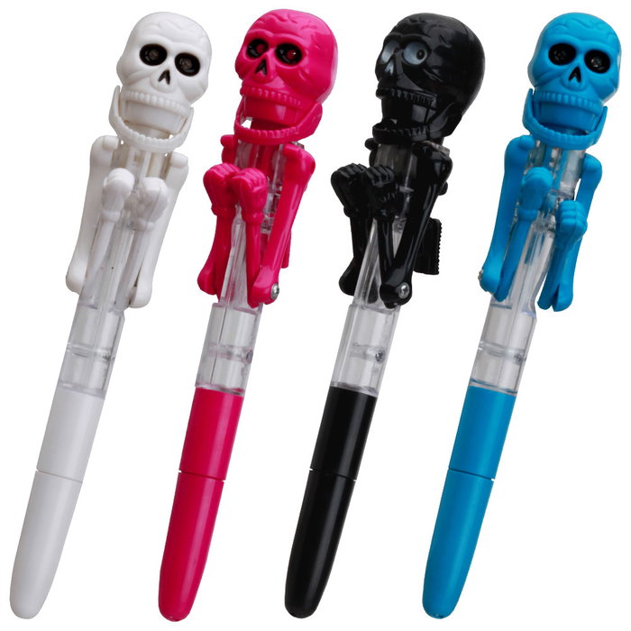 Mister Gadget Bolígrafo Esqueleto Boxeo con Brazos y Ojos que se Mueven, Colores Surtidos