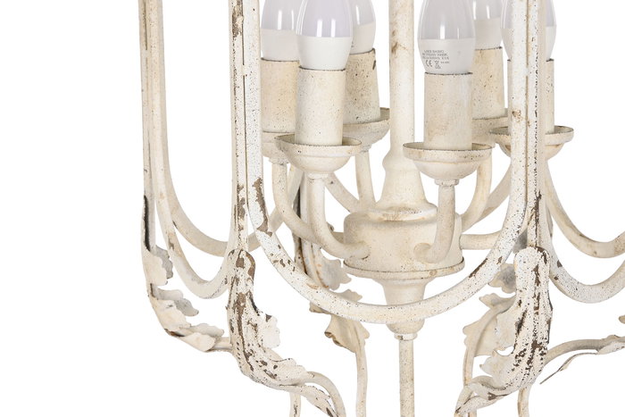 DKD Home Decor Lampara Techo Shabby Blanco Metal 34 x 75 x 39 cm