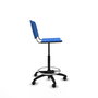 Taburete Robledo con mecanismo Giratorio de PVC color Azul. Equipado con Base poliamida negra, Sin brazos y Ruedas autofrenantes