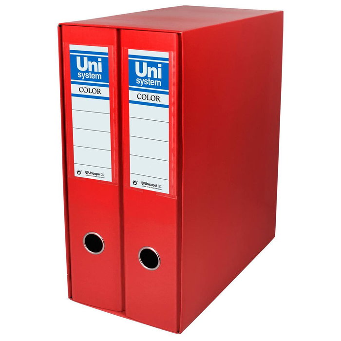 Unisystem Módulo de 2 Archivadores de Palanca 65mm A4 Rojo