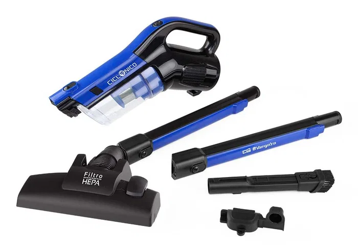 Orbegozo Aspirador Escoba Inalámbrico AP 4800 - 600W, 600ml, Filtro HEPA, Sin Bolsa, 2 en 1 con Cepillo y Accesorios, Cabezal para Suelos y Alfombras