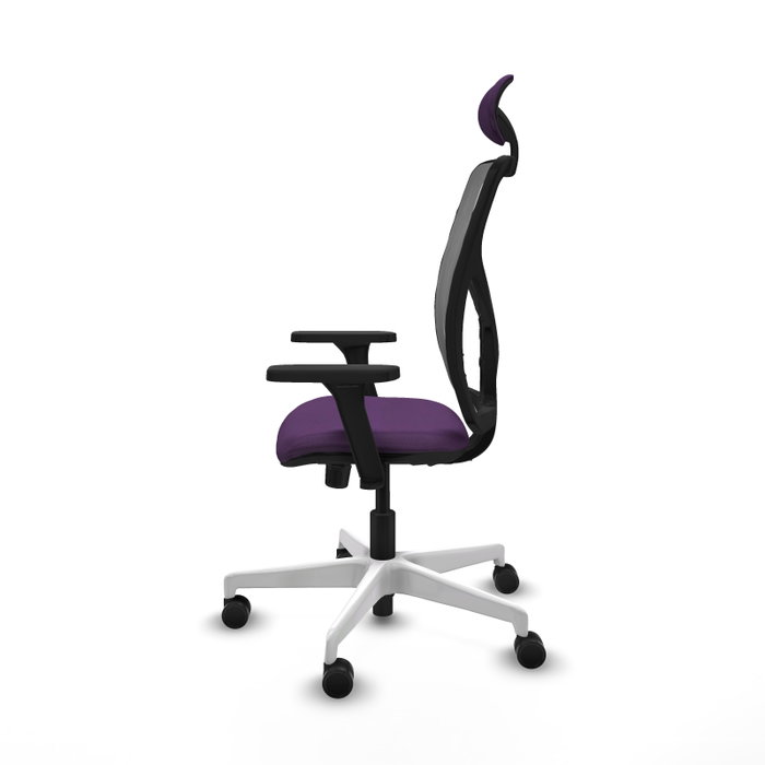 PIQUERAS Y CRESPO Silla de oficina Motilla con mecanismo Sincro, Tela Morada y Malla Gris