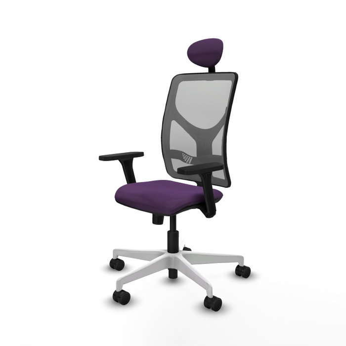 PIQUERAS Y CRESPO Silla de oficina Motilla con mecanismo Sincro, Tela Morada y Malla Gris