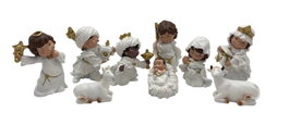 DKD Home Decor Set de Nacimiento de 12 Piezas en Resina Blanco y Dorado