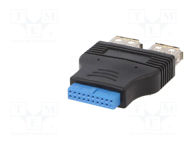 AKYGA Adaptador USB 3.0 19pin a 2 Puertos USB A