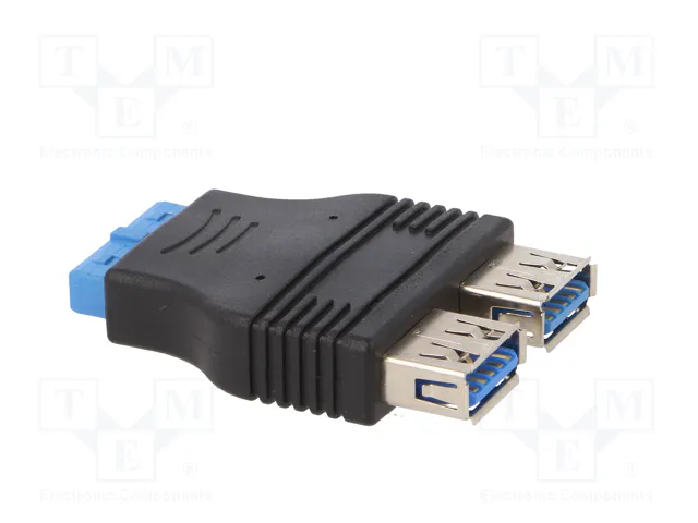 AKYGA Adaptador USB 3.0 19pin a 2 Puertos USB A