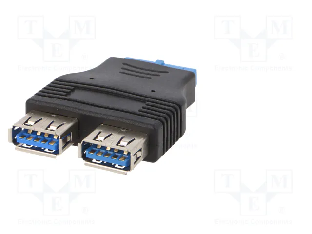 AKYGA Adaptador USB 3.0 19pin a 2 Puertos USB A