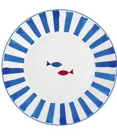 DKD Home Decor Plato de Porcelana Finisterre Azul 19x19x2 cm