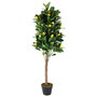 Home Deco Factory Planta Artificial Limón 120 cm - Árbol Decorativo en Maceta de PEVA y Madera