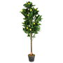 Home Deco Factory Planta Artificial Limón 120 cm - Árbol Decorativo en Maceta de PEVA y Madera