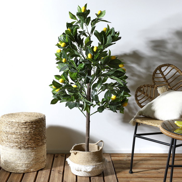 Home Deco Factory Planta Artificial Limón 120 cm - Árbol Decorativo en Maceta de PEVA y Madera Home Deco Factory Planta Artificial Limón 120 cm - Árbol Decorativo en Maceta de PEVA y Madera