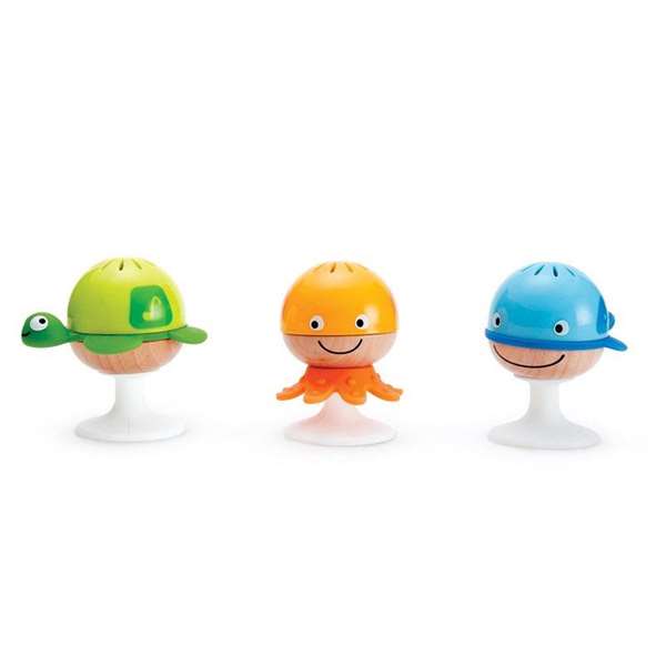 Hape Sonajeros en cono 3 unidades animales marinos adhesivos con sonidos 25x12x9 cm
