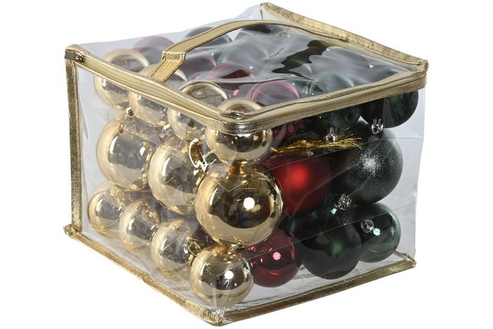 DKD Home Decor Set de 41 Bolas de Decoración Verde y Rojo