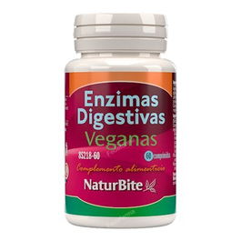 NATURBITE Enzimas Digestivas Veganas 60 Comprimidos para Absorción de Nutrientes