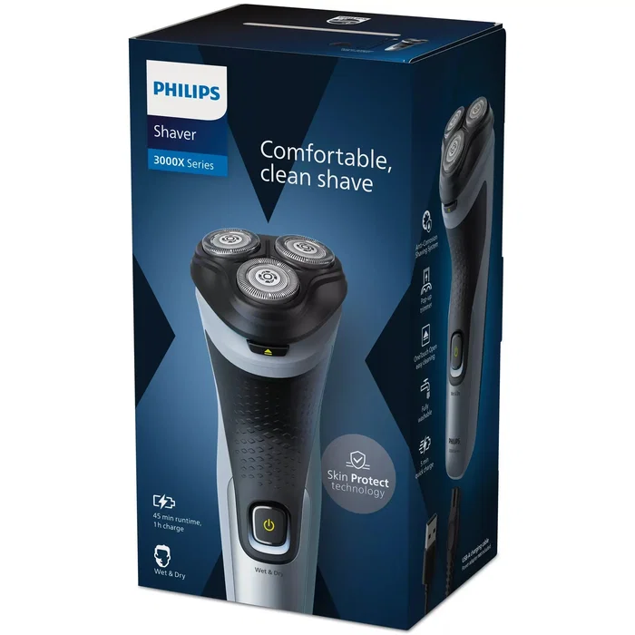 Philips Shaver Series 3000X X3063 Afeitadora Rotativa Negro y Azul